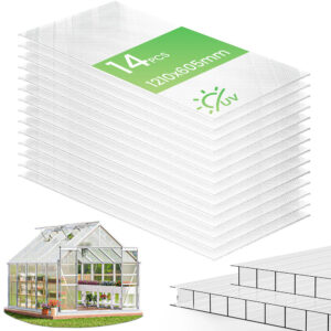 14 x Plaques de polycarbonate alveolaires transparent creux 4mm 121x60.5cm